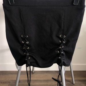 High waist lace up bodycon mini skirt